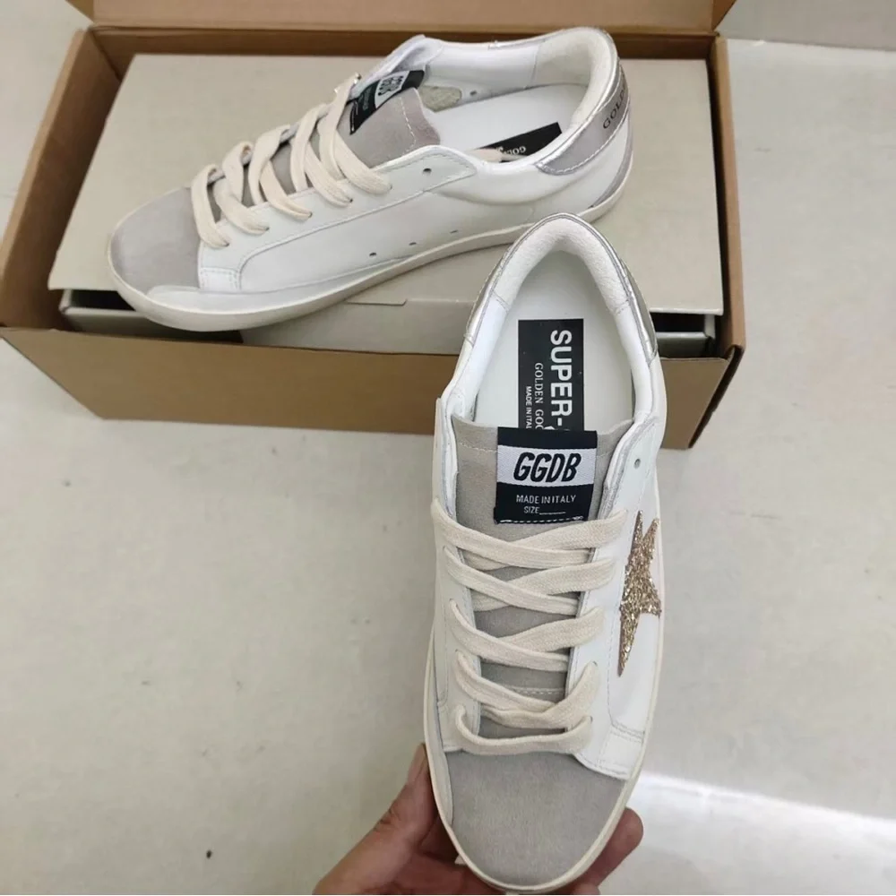 Golden Goose White and Gold Women's Sneakers - Picture 3 of 5